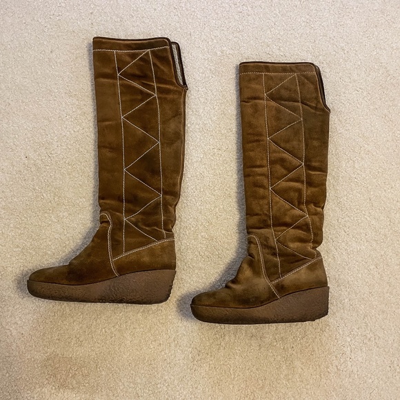 Michael Kors Brown Suede Shearling Tall Boots - Picture 1 of 12